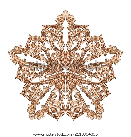 Interlacing circular abstract ornament in the medieval, romanesque style. Mandala. Element for design.
