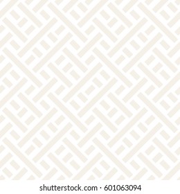 Interlacing Lines Subtle Lattice. Ethnic Monochrome Texture. Abstract Geometric Background Design. Vector Seamless Black and White Pattern.