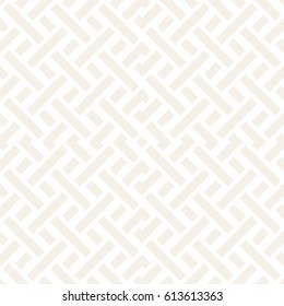 Interlacing Lines Subtle Lattice. Ethnic Monochrome Texture. Vector Seamless Black and White Pattern.