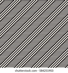 Interlacing Parallel Stripes. Vector Seamless Monochrome Pattern. Abstract Geometric Background. 