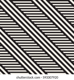 Interlacing Parallel Stripes. Vector Seamless Monochrome Pattern. Abstract Geometric Background. 