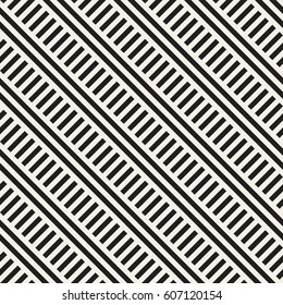 Interlacing Parallel  Stripes. Vector Seamless Monochrome Pattern.