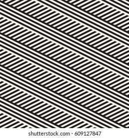Interlacing Parallel  Stripes. Vector Seamless Monochrome Pattern.