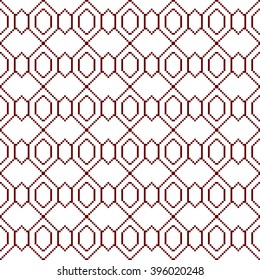 Interlacing patterns. Pixel graphics. Vector illustration. Web design, presentation, textile industry. Red-brown color
