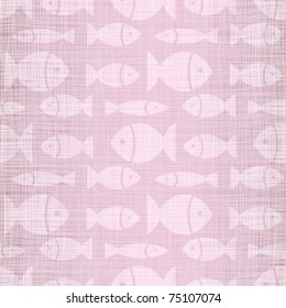 Interlacing a pink fabric with drawing of a small fish