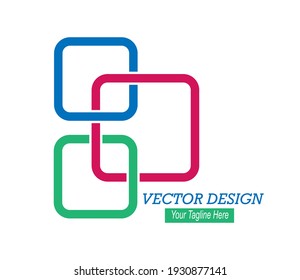 Interlacing of squares. Color template for logo, sticker, emblem or brand. Flat Style
