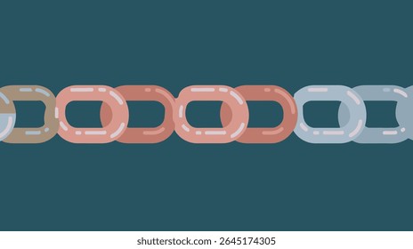 Interlinked chain design creates connection flatly against dark background digitally