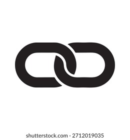 Verkettete Kettenglieder Symbol Verbindung und Festigkeitskonzept einzeln auf weißem Hintergrund, Vektorgrafik, Illustration