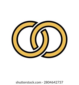 Interlinked gold wedding rings symbol with marriage interlinked engagement partnership ceremony commitment