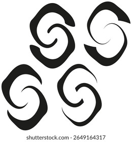 Interlinked loop icons. Bold chain pattern. Curved link Vector. Rotated S symbol.