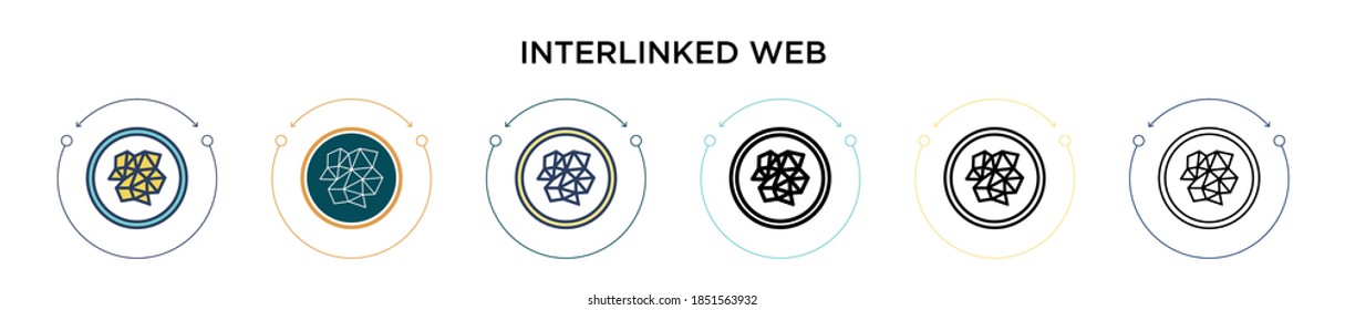 Interlinked web icon in filled, thin line, outline and stroke style. Vector illustration of two colored and black interlinked web vector icons designs can be used for mobile, ui, web