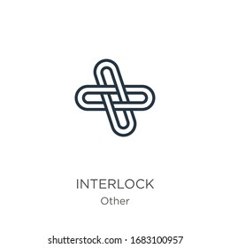 Interlock icon. Thin linear interlock outline icon isolated on white background from other collection. Line vector sign, symbol for web and mobile