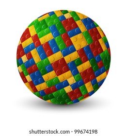 Interlock plastic pieces sphere against white background