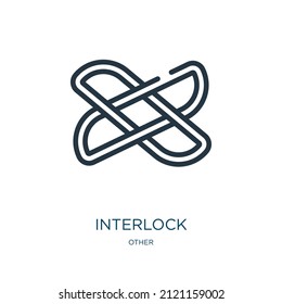 interlock thin line icon. interlocking, circle linear icons from other concept isolated outline sign. Vector illustration symbol element for web design and apps.