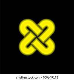 Interlock yellow glowing neon ui ux icon. Glowing sign logo vector