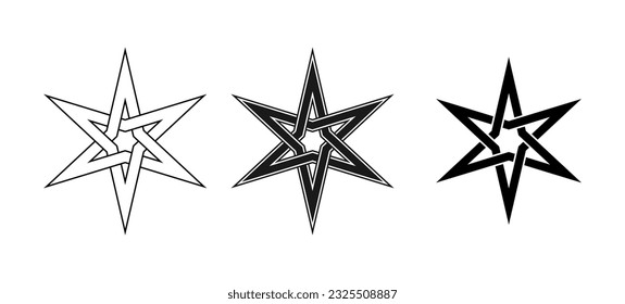 Interlocked 3 Points Star Knot Sign Symbol Vector Illustration