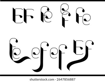Interlocked E und F Logo - Luxus Kalligrafie Alphabet Monogramm