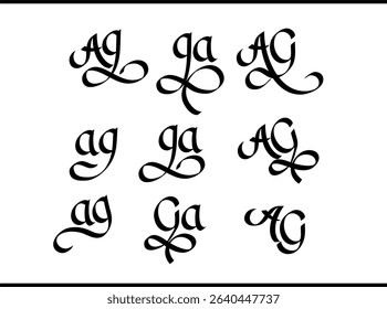 Interlocked A and G Logo – Minimalist Script Calligraphy Typography Emblem, A and G Typography Logo