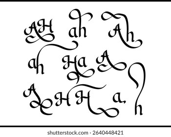 Interlocked A and H Logo – Minimalist Script Calligraphy Alphabet Emblem