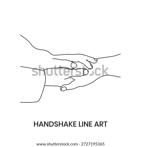 Interlocked Hands Line Drawing Strength, Support and Mutual Trust Concept