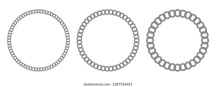 Interlocked Intertwined Circle Rope Pattern Frame Border Background Vector Illustration