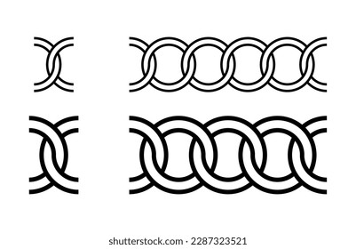 Interlocked Intertwined Circles Seamless Pattern Frame Border Vector Illustration
