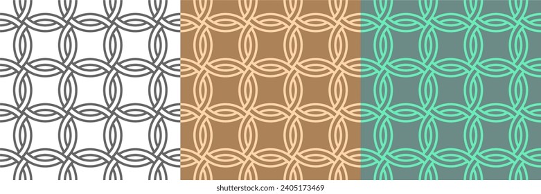 Interlocked intertwined Circles Seamless Pattern Decorative Ornament Wallpaper Background Vector Illustration