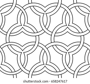 Interlocked round geometric pattern. Interlaced seamless vector background