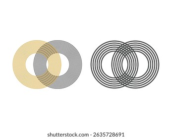 interlocked striped rings symbol pattern design, vector, isolated on transparent background