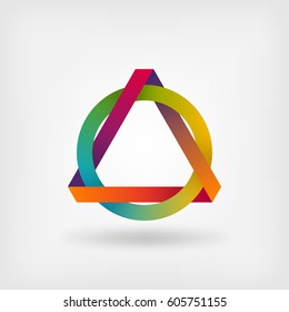 interlocked triangle and ring. vector illustration - eps 10