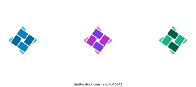 Interlocked Woven Square Block Logo for Teamwork and Security Solutions