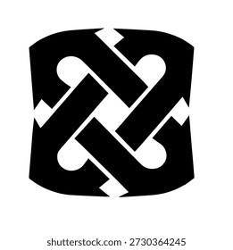 Símbolo Abstractas del logotipo del nudo negro entrelazado - diseño geométrico inconsútil moderno