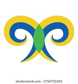 Interlocking Abstract Horns and Green Ovoid Overlap Vector Graphic