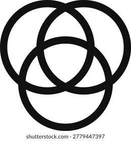 Interlocking Abstract Torus Rings Triple Circle Connection Silhouette Vector Illustration for Community Branding and Collaborative Business Partnership Design