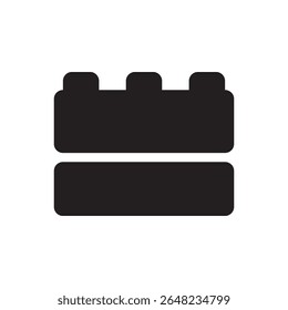  interlocking brick icon. Silhouette of a toy brick, ideal for children’s games and apps.