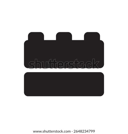  interlocking brick icon. Silhouette of a toy brick, ideal for children’s games and apps.