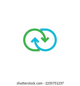 Interlocking circles and arrows. vector symbol