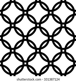 Interlocking Circles Background. Monochrome Repeatable Pattern