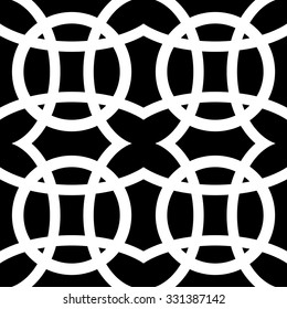 Interlocking Circles Background. Monochrome Repeatable Pattern