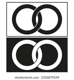 Interlocking circles. Connection concept icon. Rings abstract icon. Vector illustration. EPS 10.