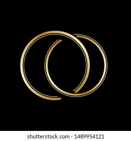 Interlocking Circles, Goldrings Contour. Circles Rings Concept Icon