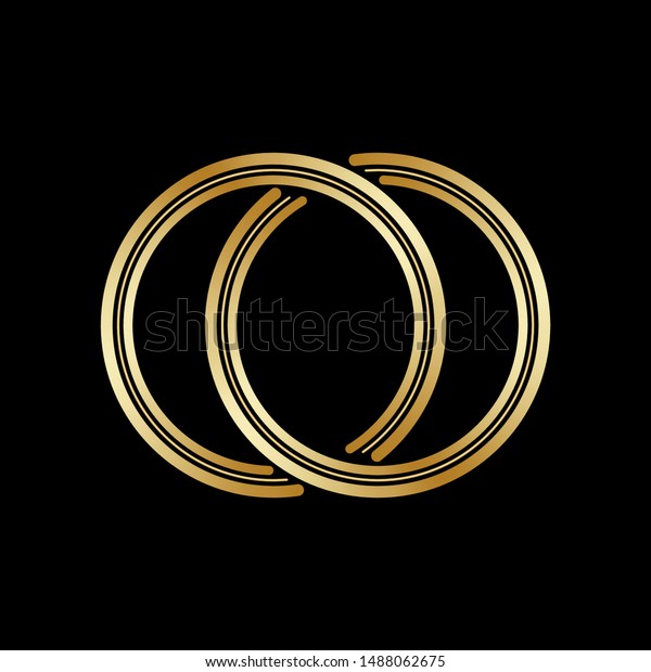 Interlocking circles, goldrings contour. Circles\
rings concept\
icon