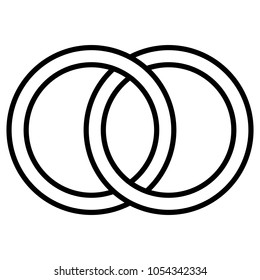 Interlocking circles icon sign, the outline of the rings. Circles, rings wedding concept icon symbol marriage