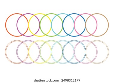 Interlocking circles in primary colors. Unity concept with colorful rings. Overlapping geometric shapes. Geometric intersecting circles, rings abstract icon. Vector illustration. Eps file 19.