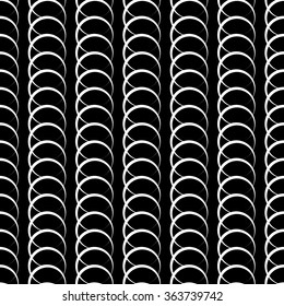 Interlocking circles / rings abstract monochrome pattern. Repeatable vector.