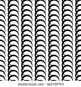 Interlocking circles / rings abstract monochrome pattern. Repeatable vector.