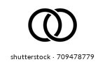 Interlocking circles, rings contour. Circles, rings concept icon