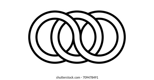 Interlocking circles, rings contour. Circles, rings concept icon