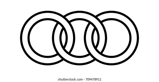 Interlocking Circles, Rings Contour. Circles, Rings Concept Icon