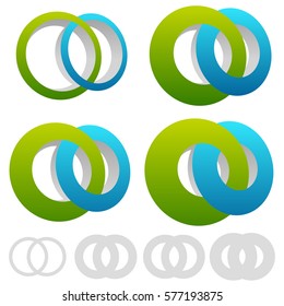 Interlocking circles, rings. Infinite symbol or logo with different line widths